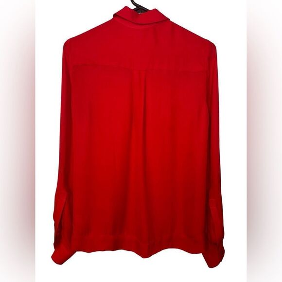 A.L.C Red Silk Keyhole Button Down - Picture 9 of 11